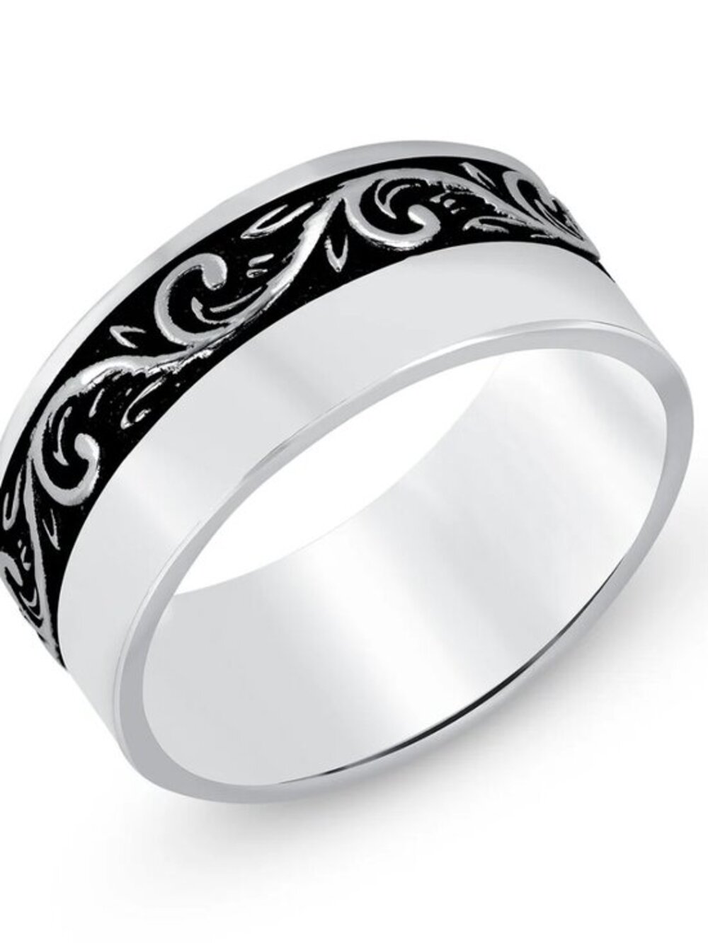 NEW 925 STERLING SILVER MEN  Tire Design Oxidized ETERNITY WEDDING BAND